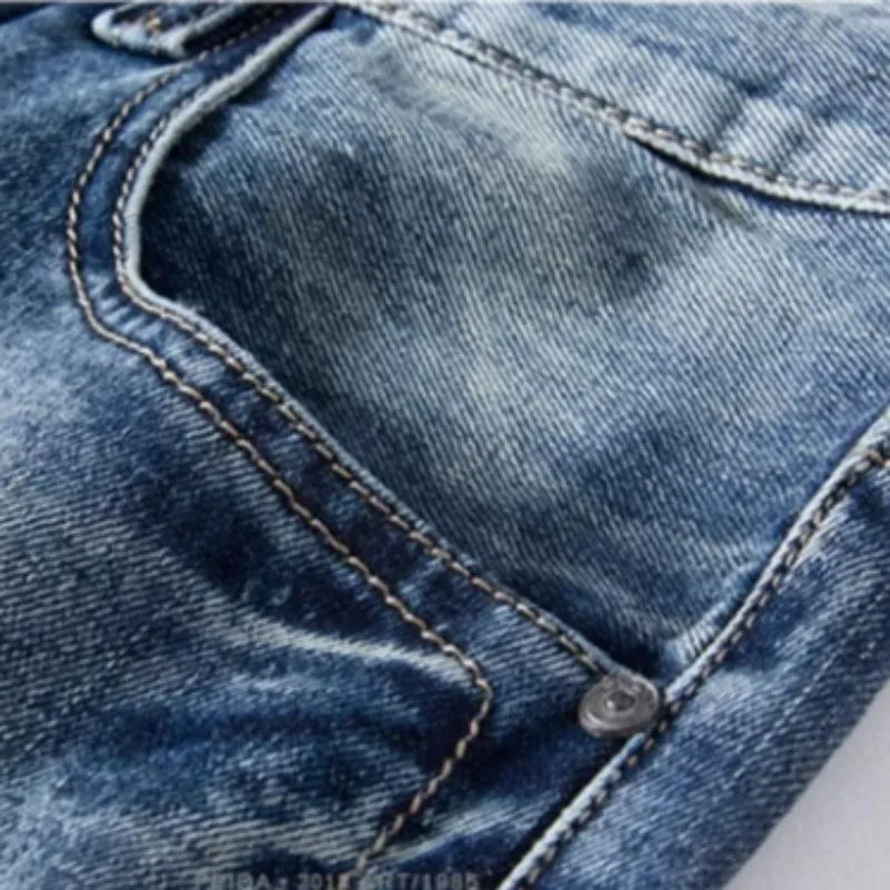 Men's Ripped Denim Straight Shorts | Plus Size
