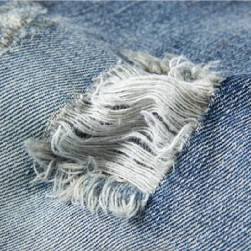 Men's Ripped Denim Straight Shorts | Plus Size