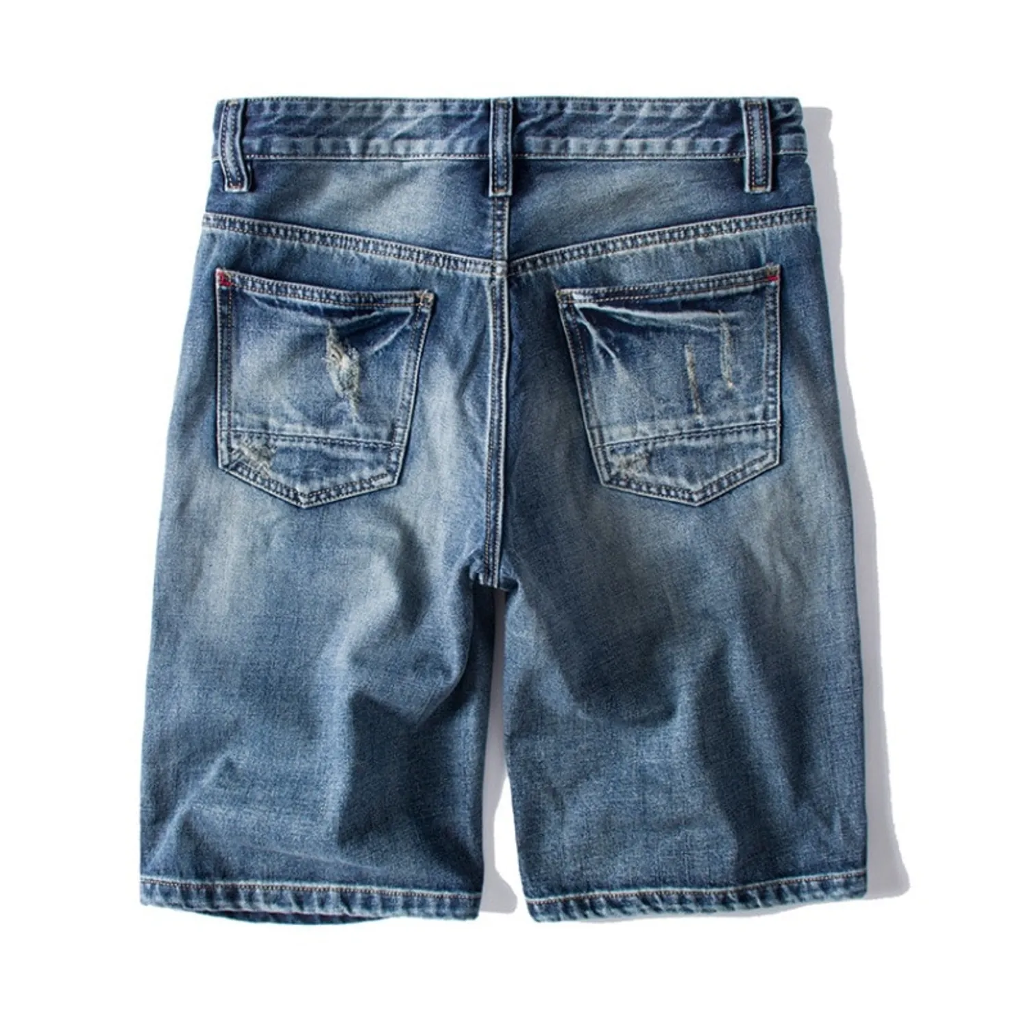 Men's Ripped Denim Straight Shorts | Plus Size