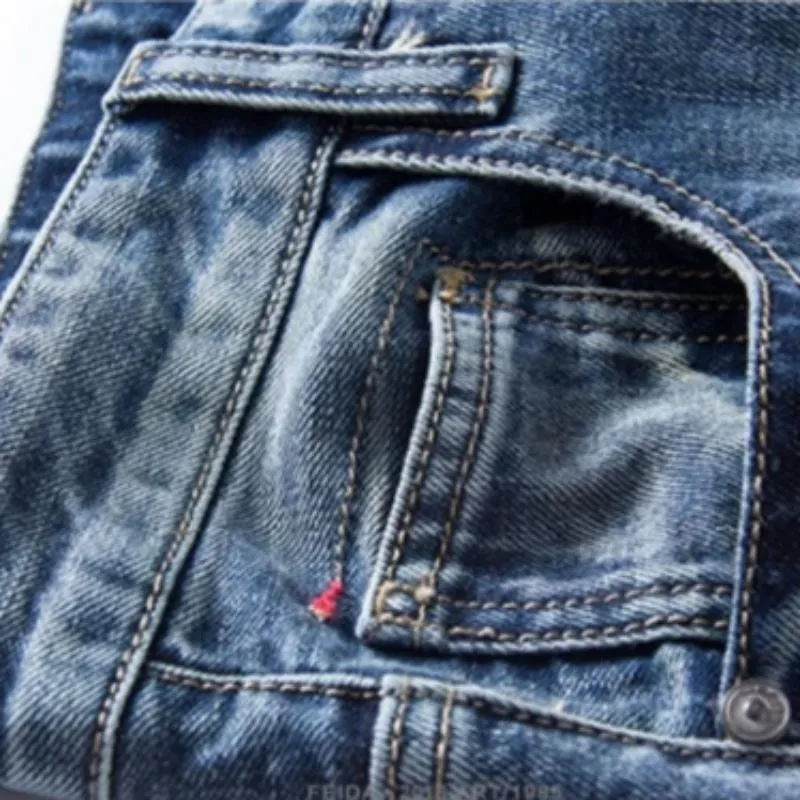 Men's Ripped Denim Straight Shorts | Plus Size