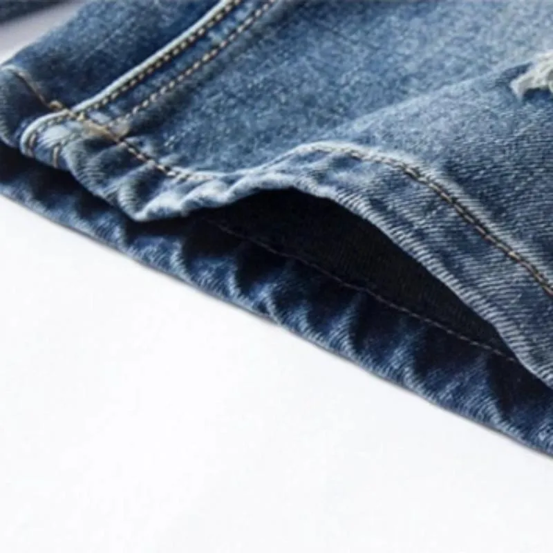 Men's Ripped Denim Straight Shorts | Plus Size