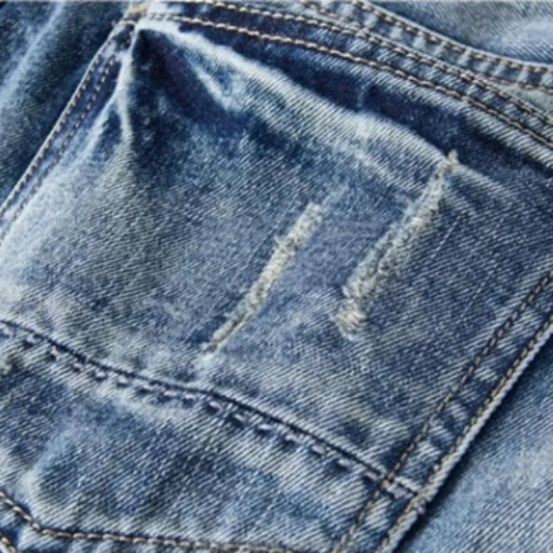 Men's Ripped Denim Straight Shorts | Plus Size