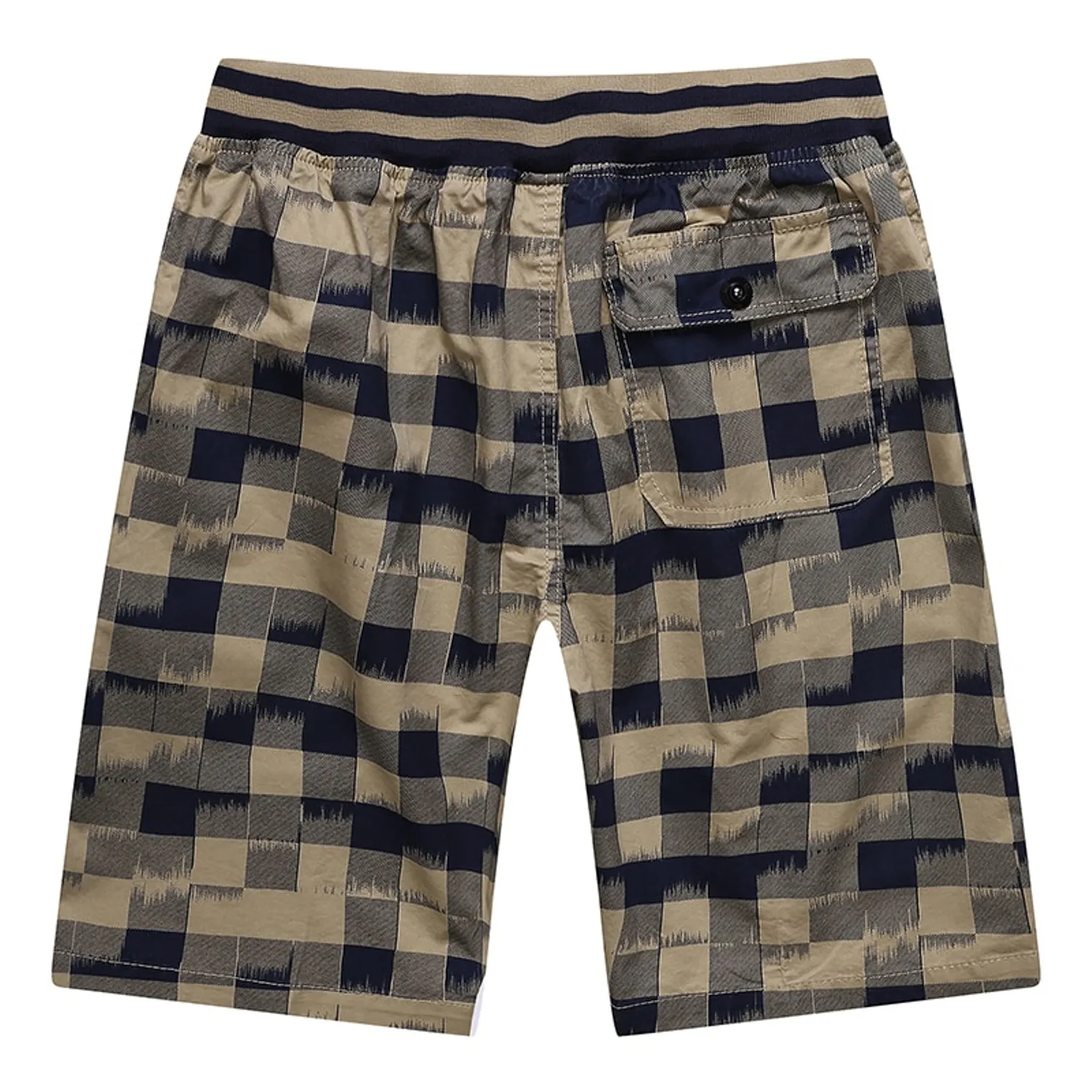 Men's Summer Casual Plaid Cotton Shorts With Elastic Waist