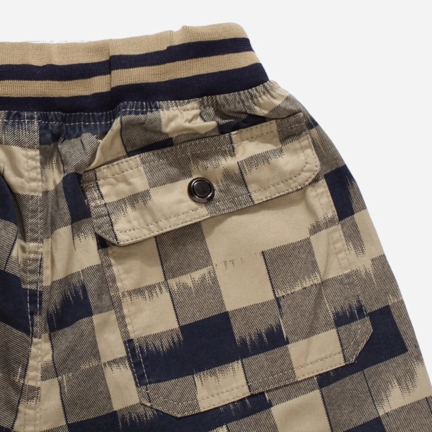 Men's Summer Casual Plaid Cotton Shorts With Elastic Waist