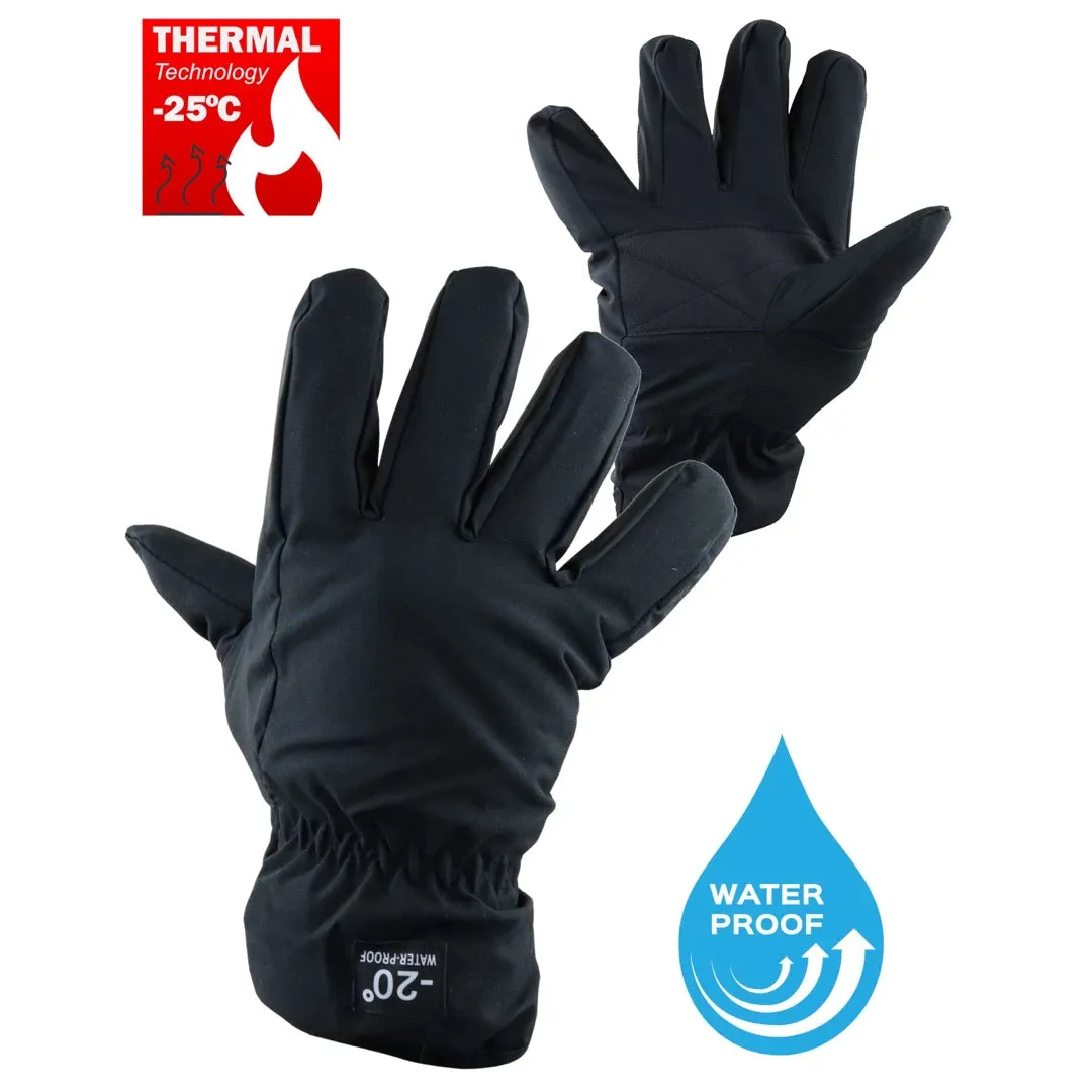 Men's Waterproof Insulated Gloves Snow Ski Elasticated Classis Black