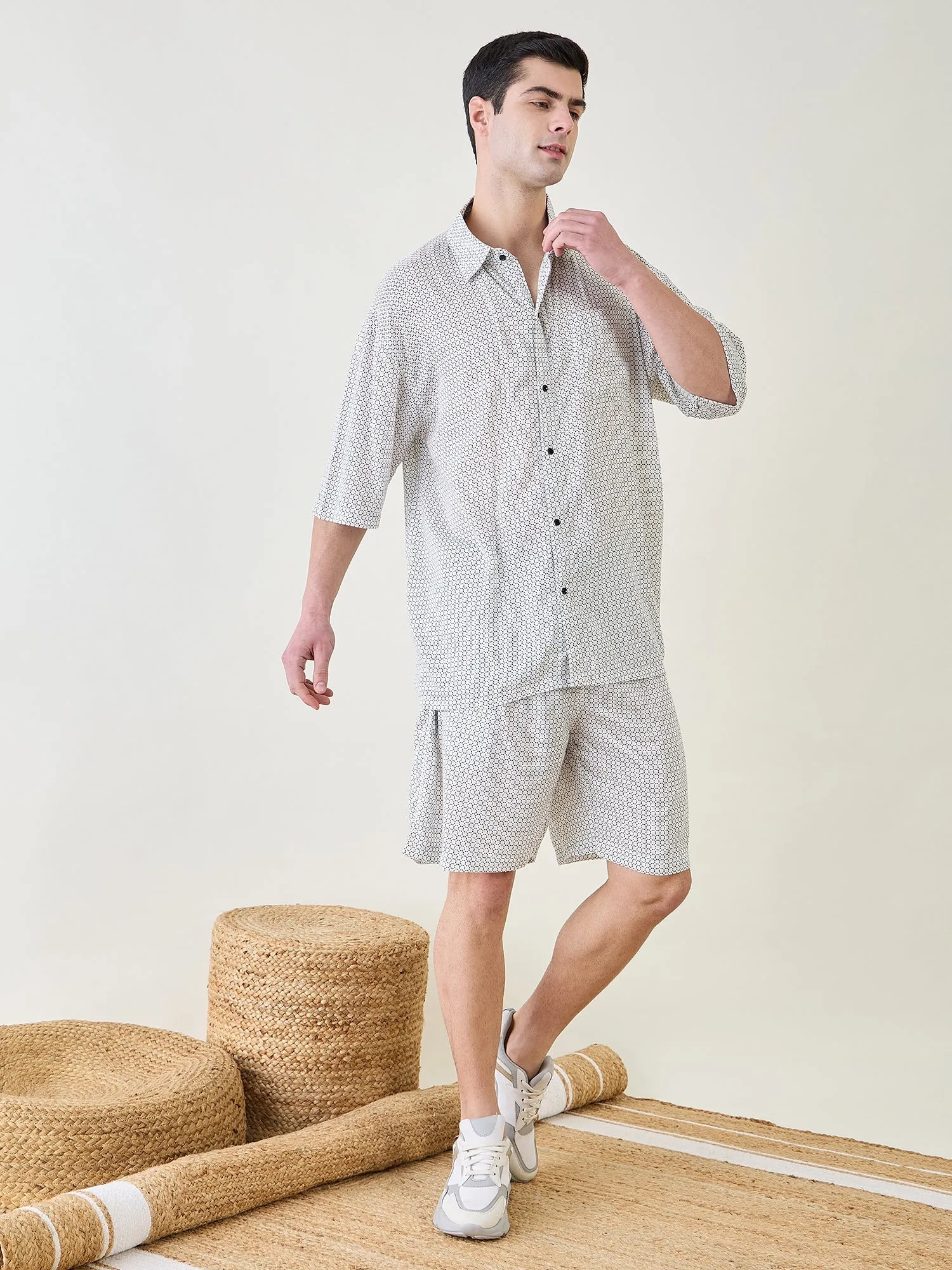 Mens White Supersoft Shorts Set