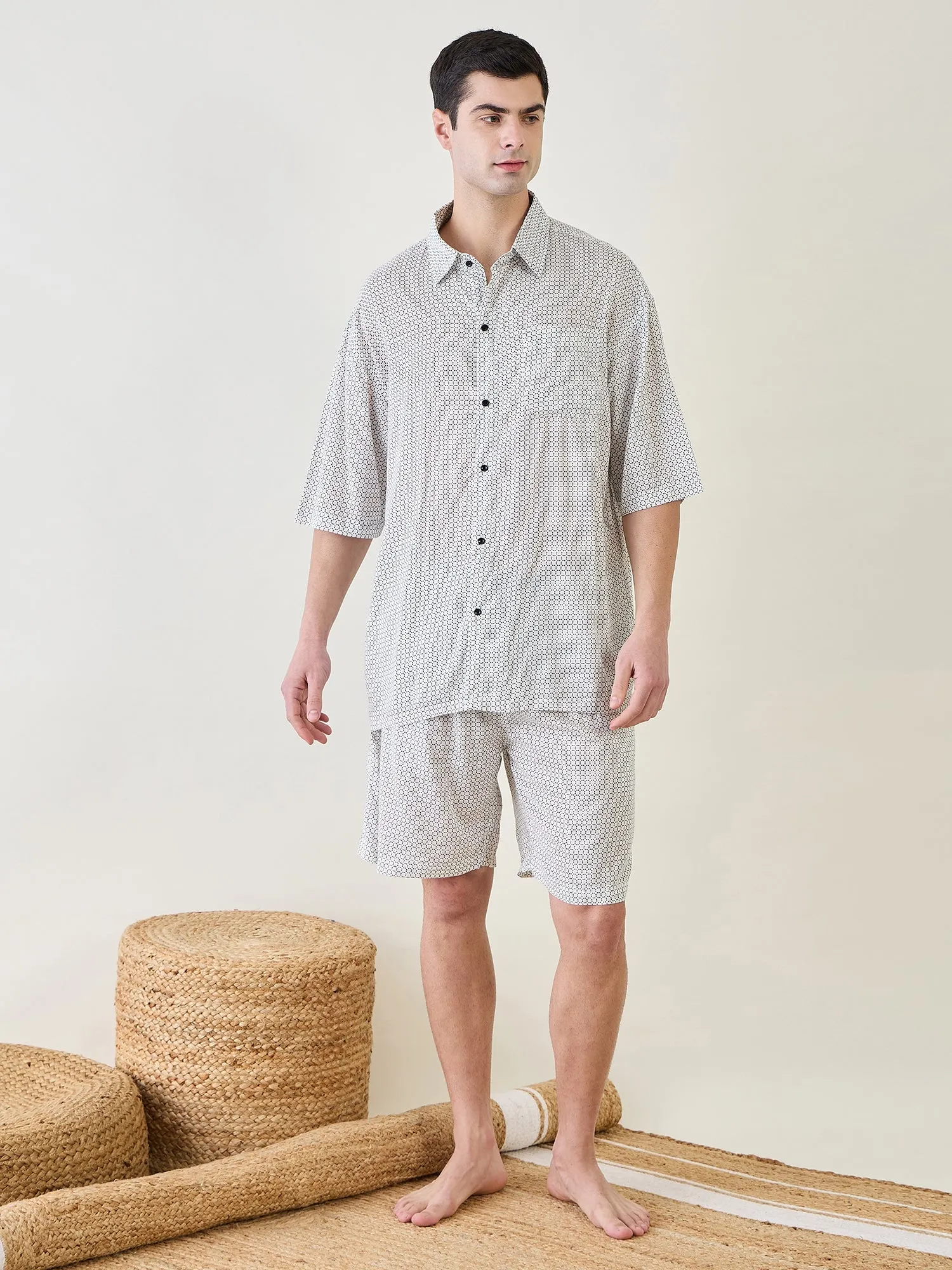 Mens White Supersoft Shorts Set