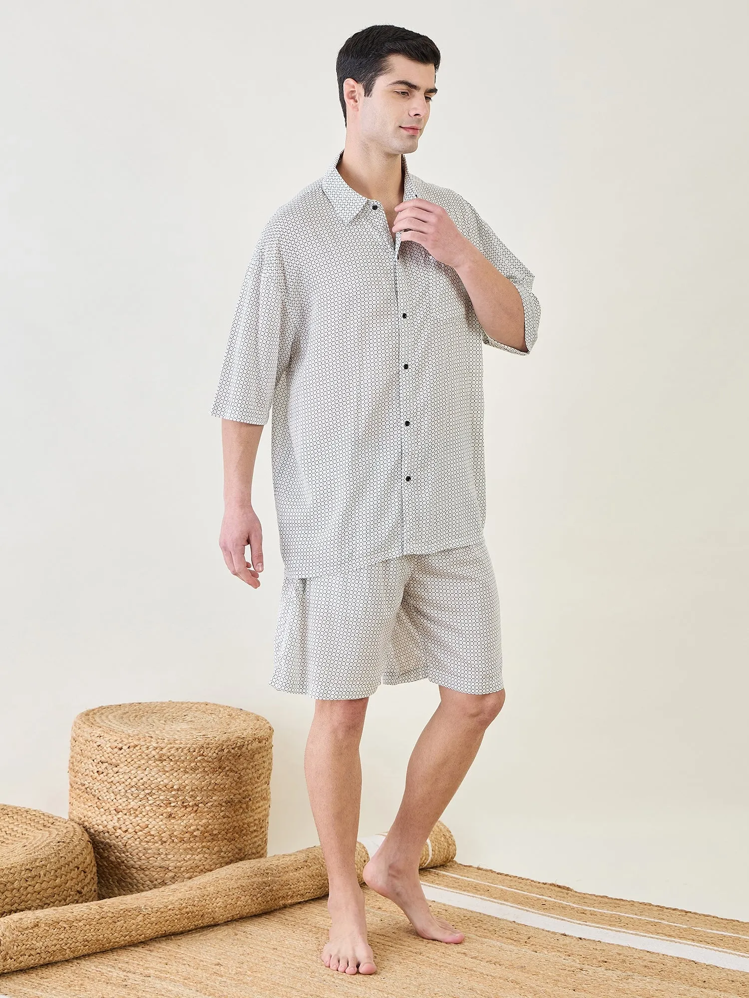 Mens White Supersoft Shorts Set