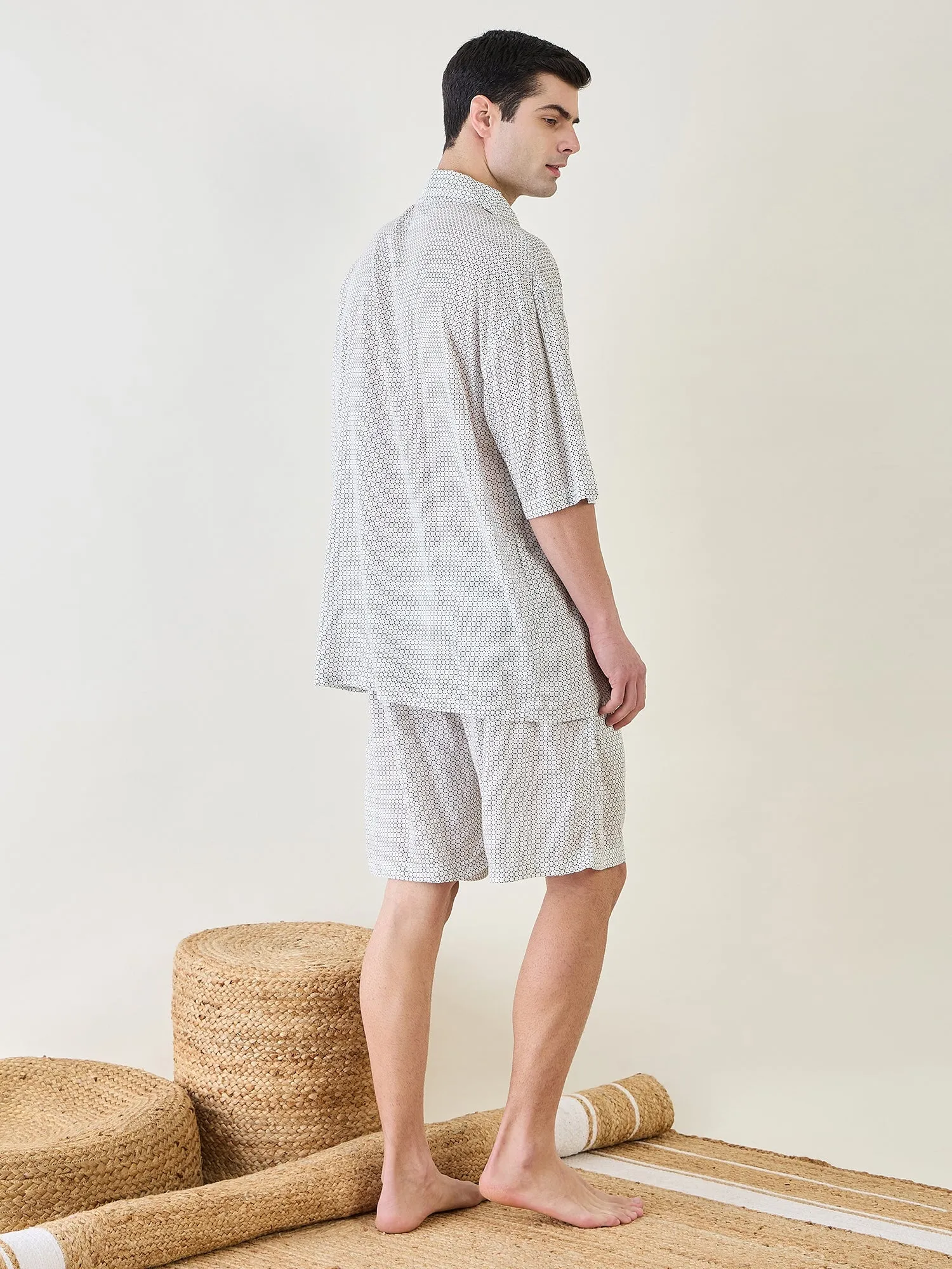 Mens White Supersoft Shorts Set