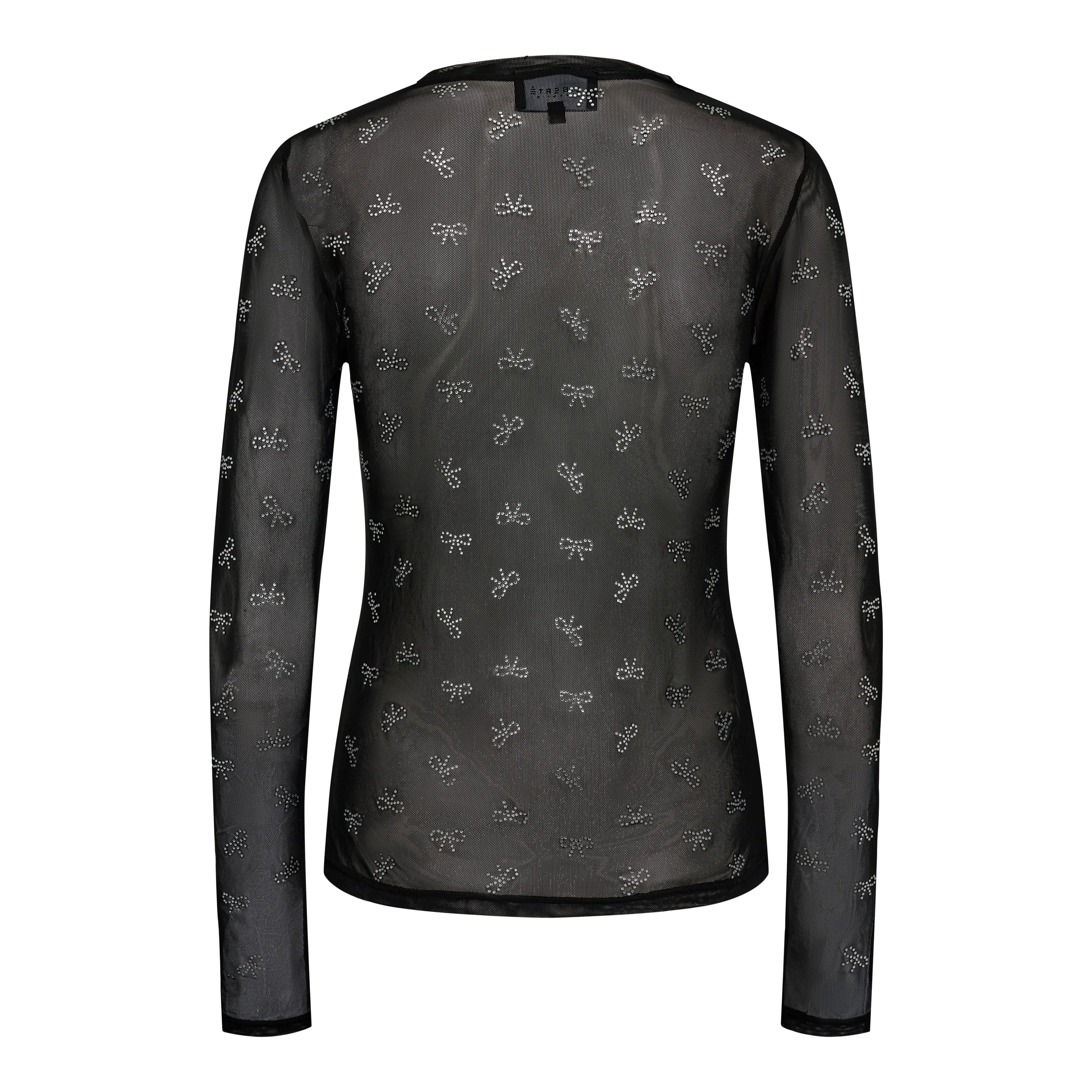 MESH-LS-SPARKLE-TSHIRT - BLACK BOW DIAMOND DOT