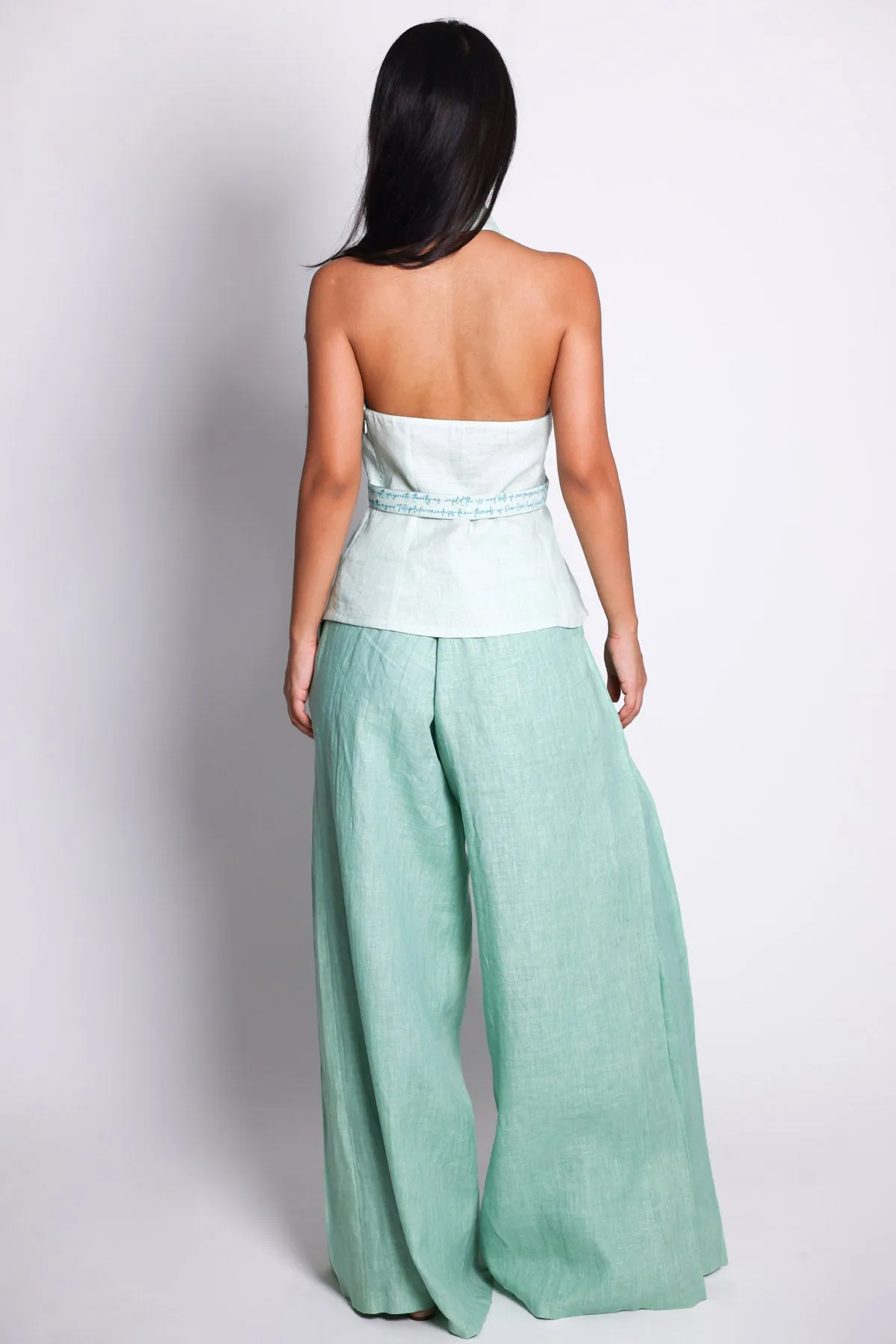 Mint Green Pleated Flare Palazzo