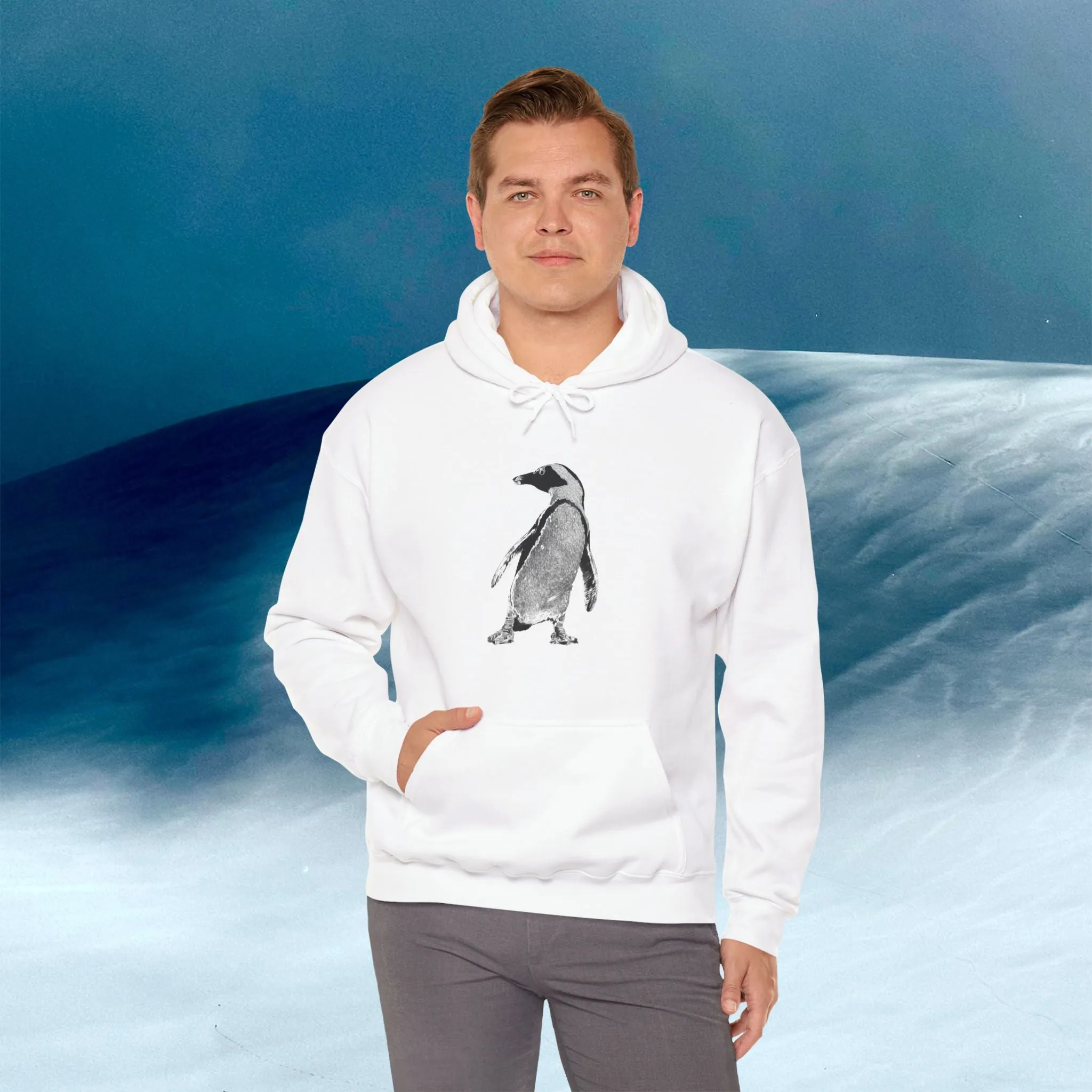 MOSS, Dancing Penguin: Unisex Heavy Blend™ Hooded Sweatshirt