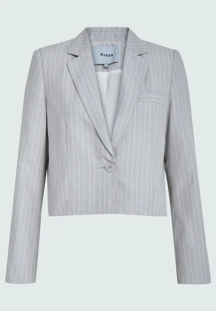 MSSavira Cropped Blazer - Light Birch Striped