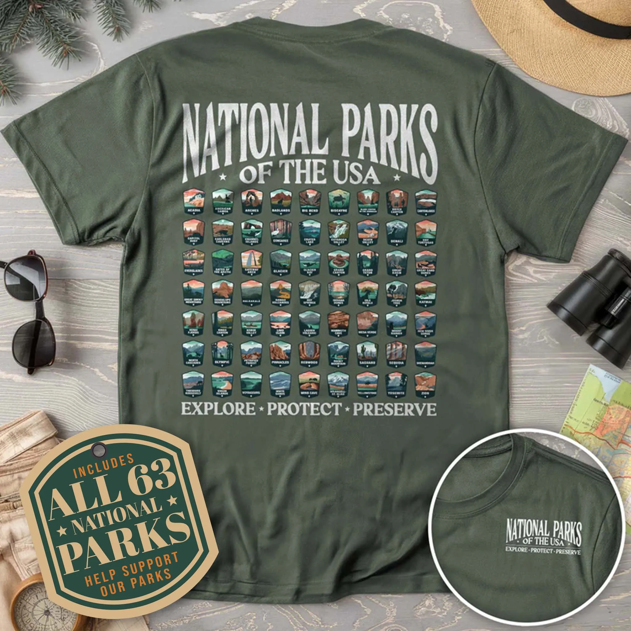 National Parks of the USA 63 Badges Comfort Colors T-Shirt