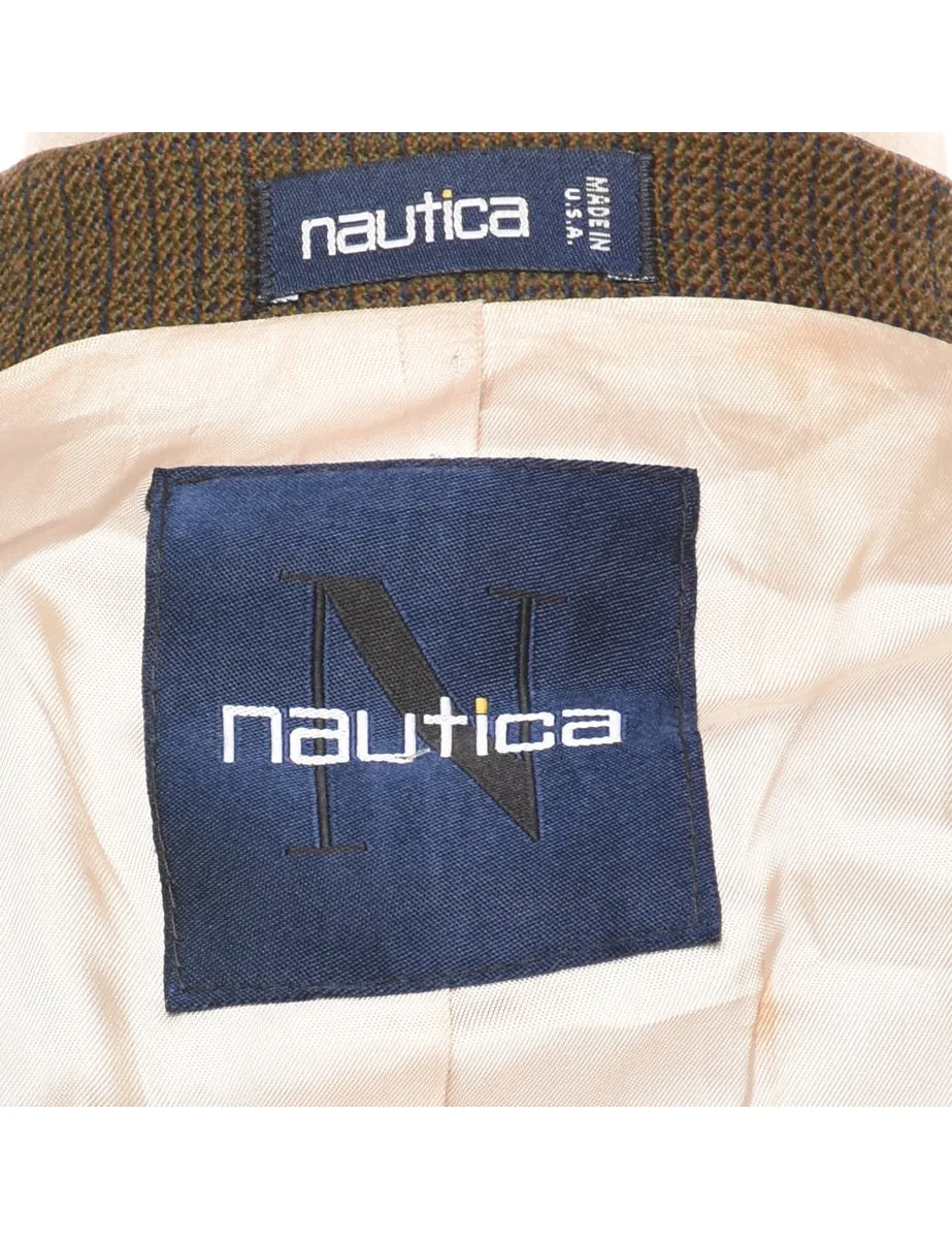 Nautica Olive Green Striped Blazer - L