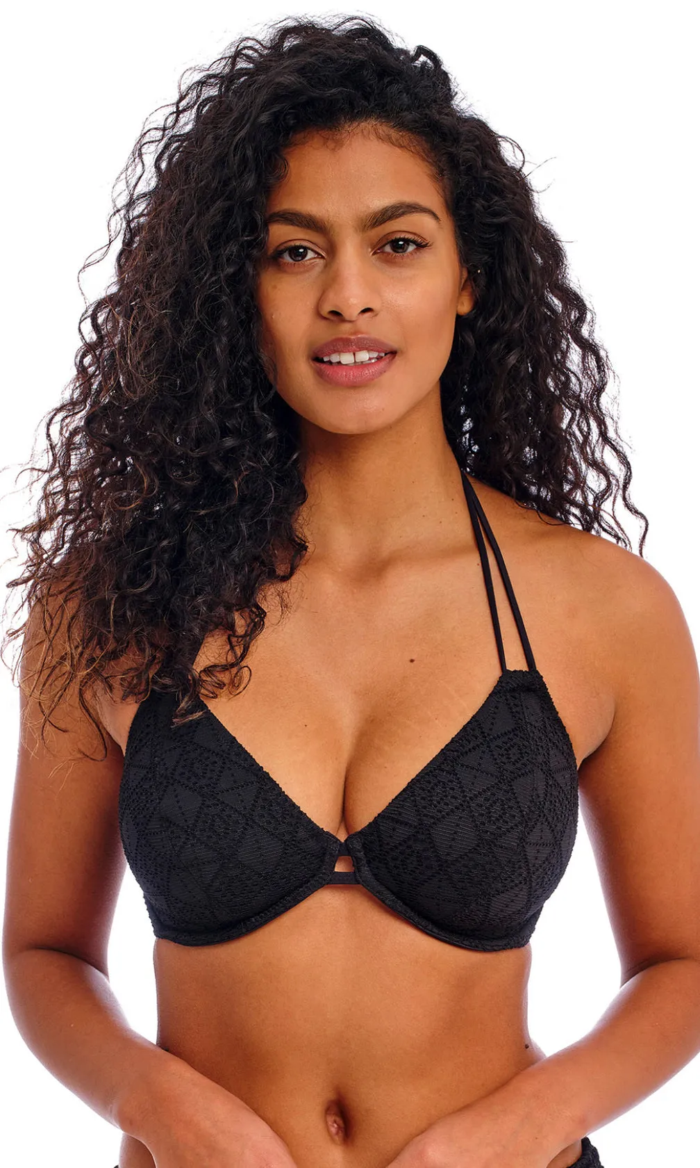 Nomad Nights Black UW Halter Bikini Top, Special Order D Cup to FF Cup