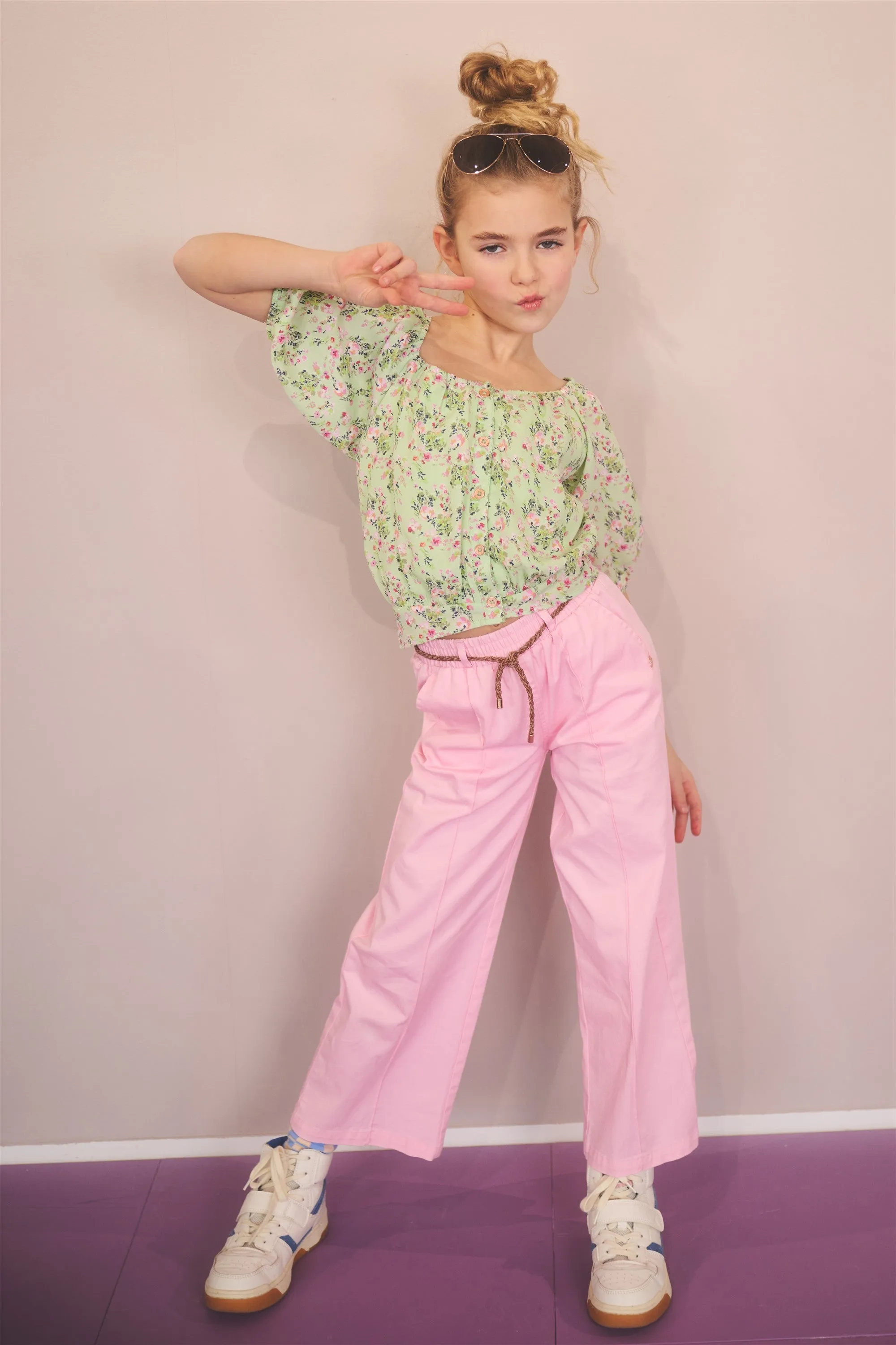 NoNo Sayla Twill Palazzo Pants Braided Cord