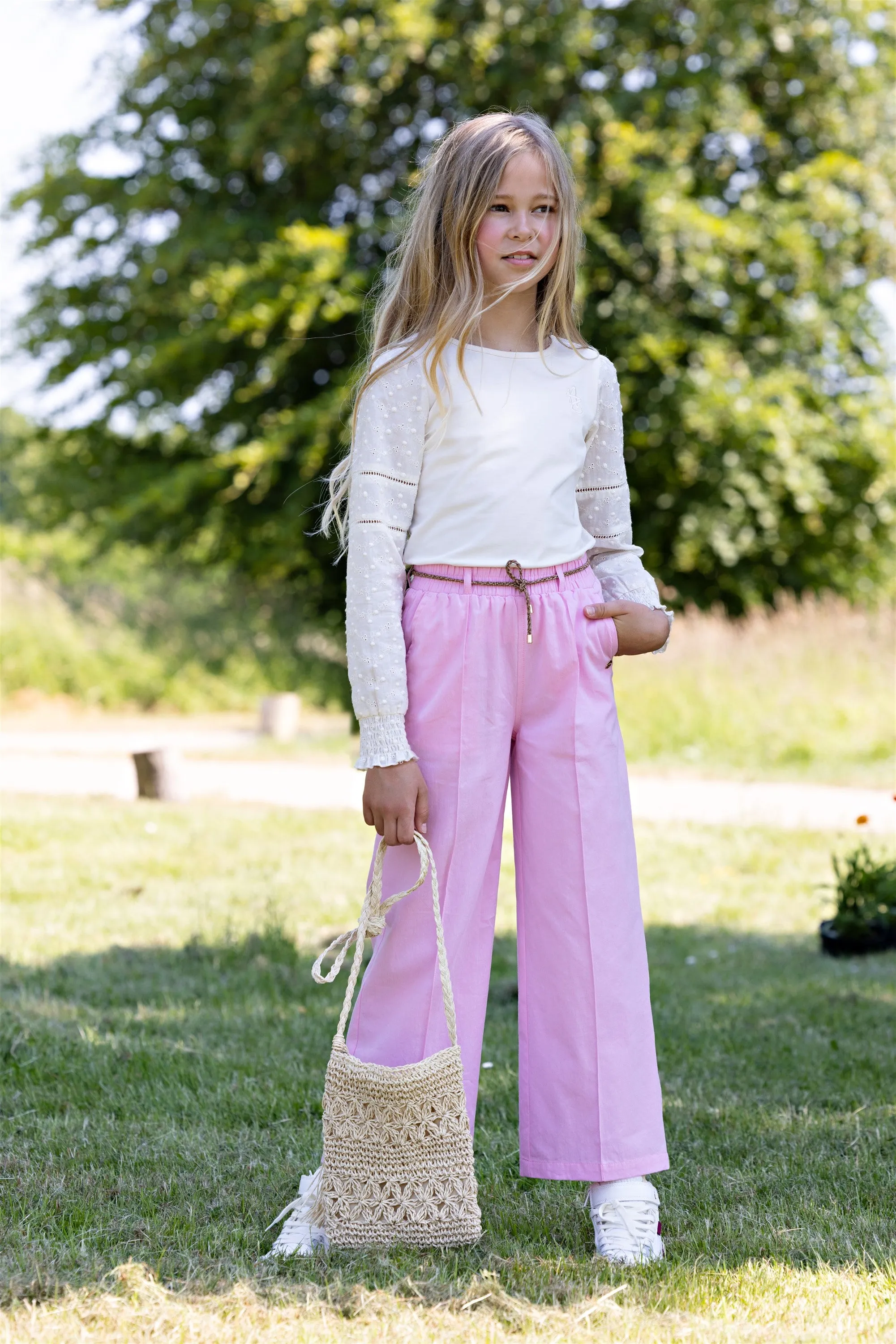 NoNo Sayla Twill Palazzo Pants Braided Cord