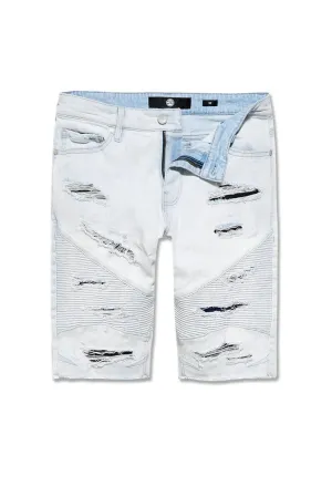 OG - Richmond Moto Denim Shorts - Iced White - J3193S