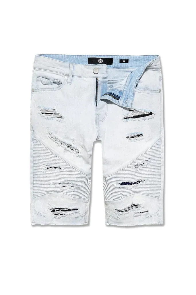 OG - Richmond Moto Denim Shorts - Iced White - J3193S