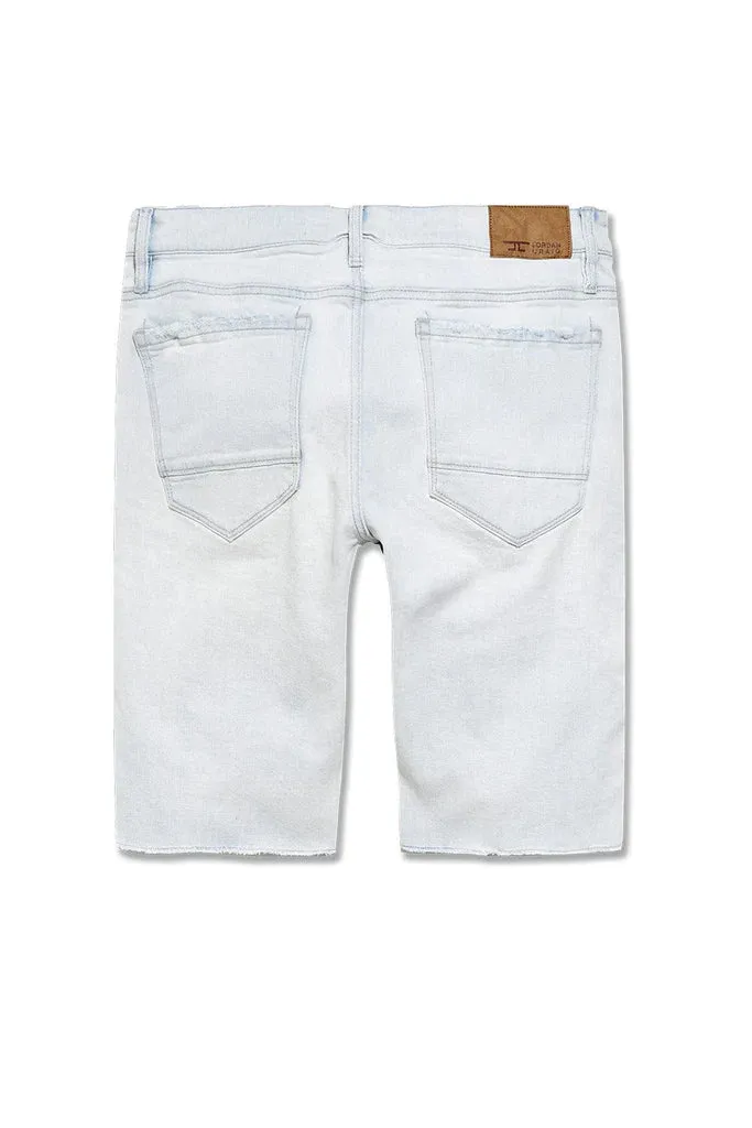 OG - Richmond Moto Denim Shorts - Iced White - J3193S