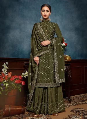 Olive Green Pakistani Palazzo Suit