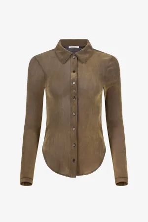 Olive Oil Button Down Long Sleeve Top