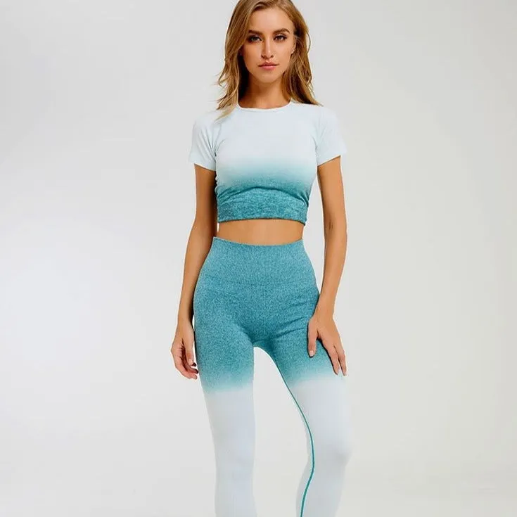 Ombre Seamless Short Sleeve Set