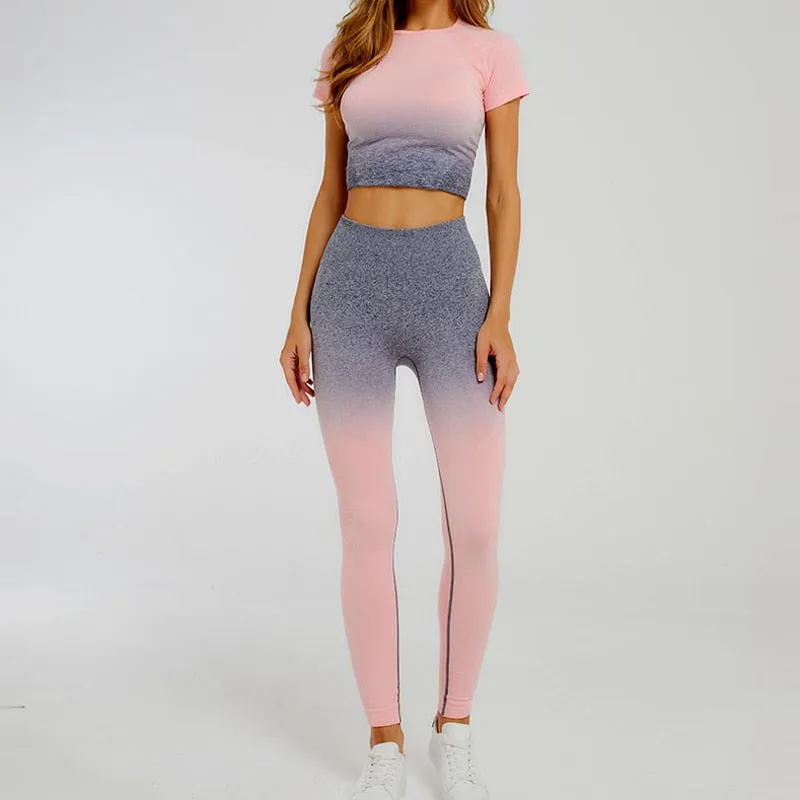 Ombre Seamless Short Sleeve Set