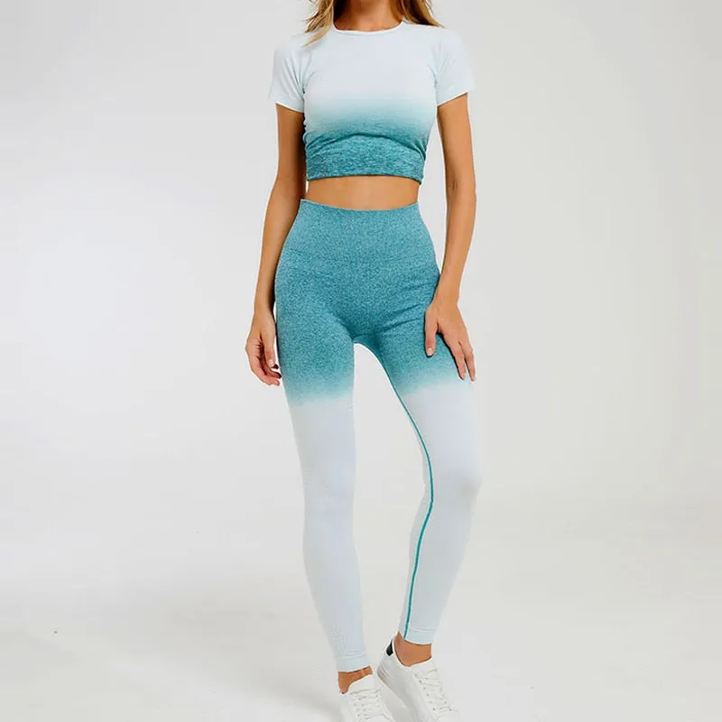 Ombre Seamless Short Sleeve Set