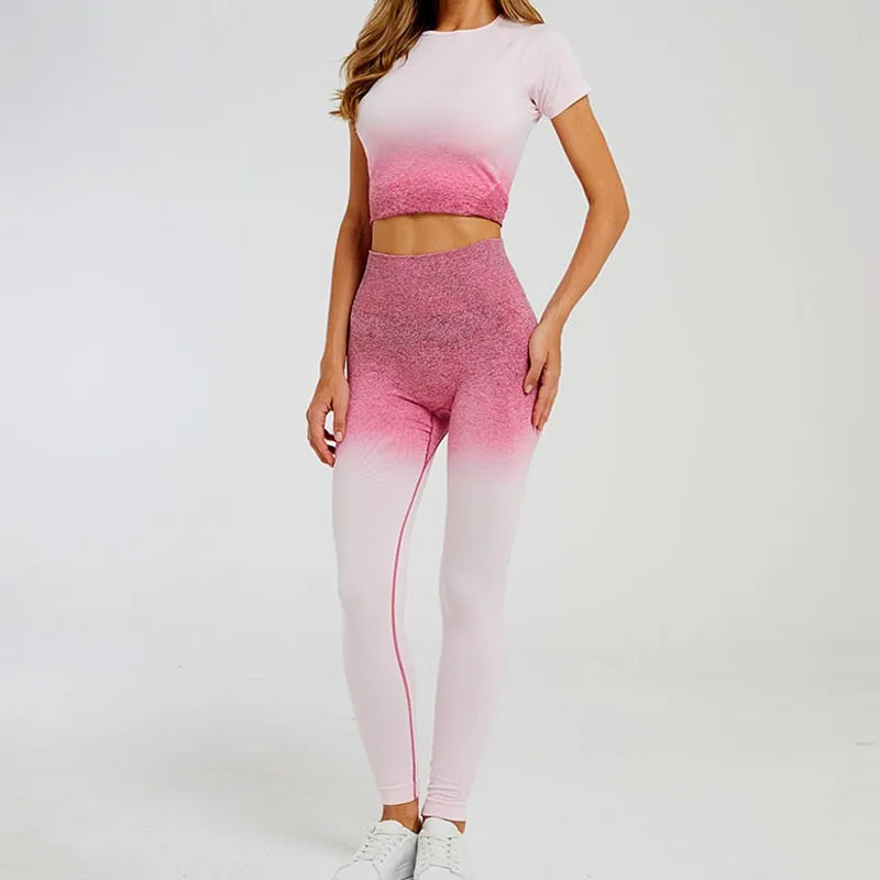 Ombre Seamless Short Sleeve Set