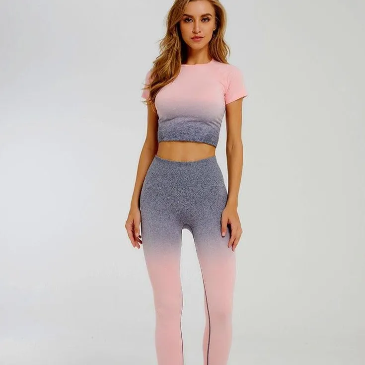 Ombre Seamless Short Sleeve Set