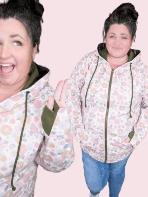 PHC- Triple Stretch Full Zip Hoodie in Pink Retro Floral