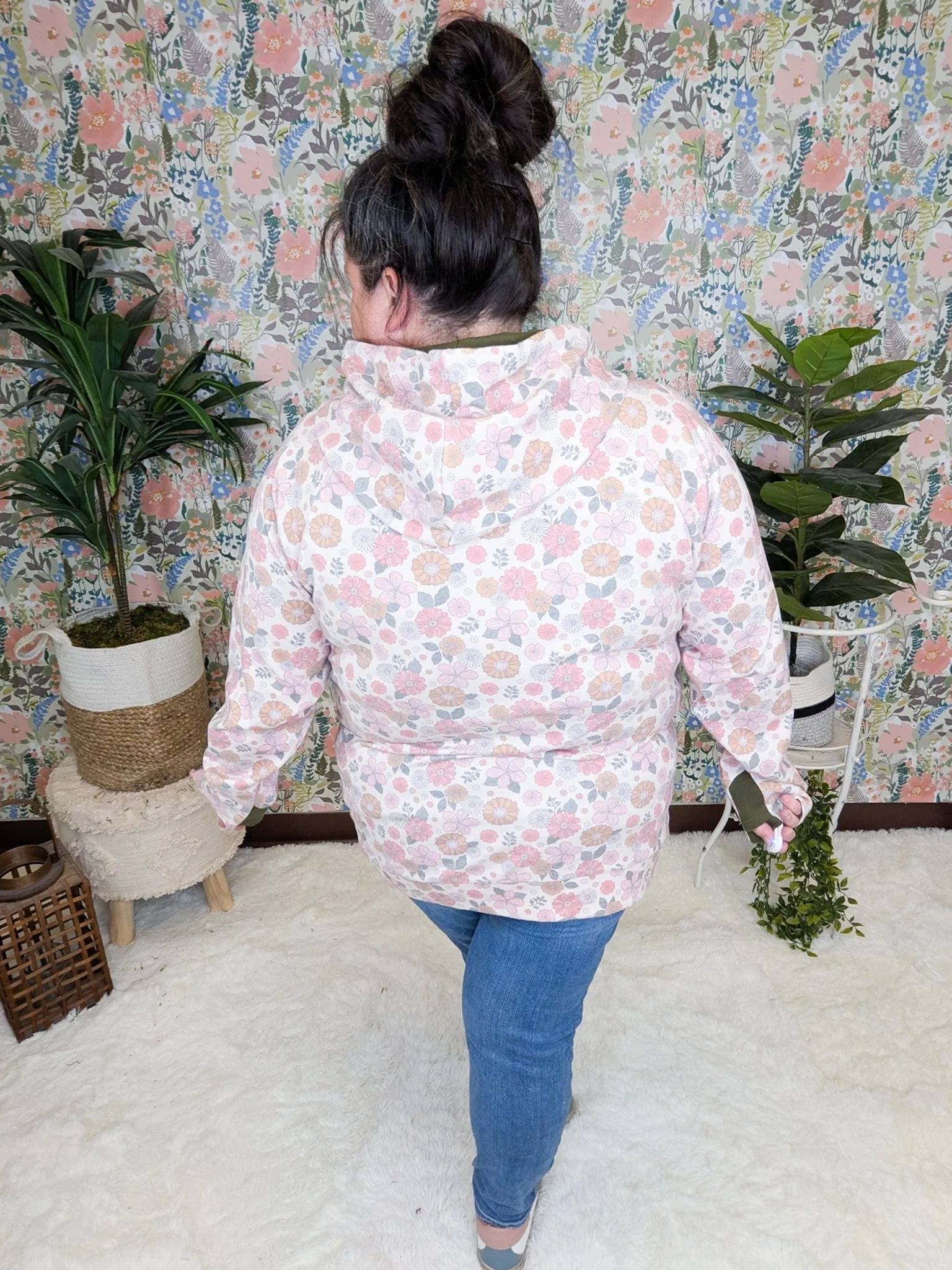 PHC- Triple Stretch Full Zip Hoodie in Pink Retro Floral