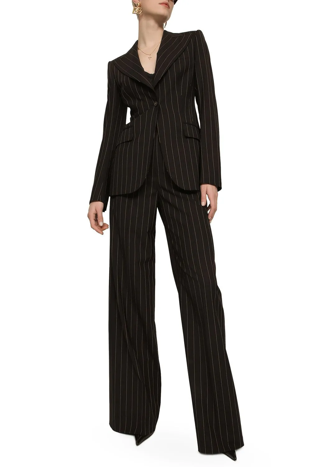 Pinstriped Single Breasted Blazer