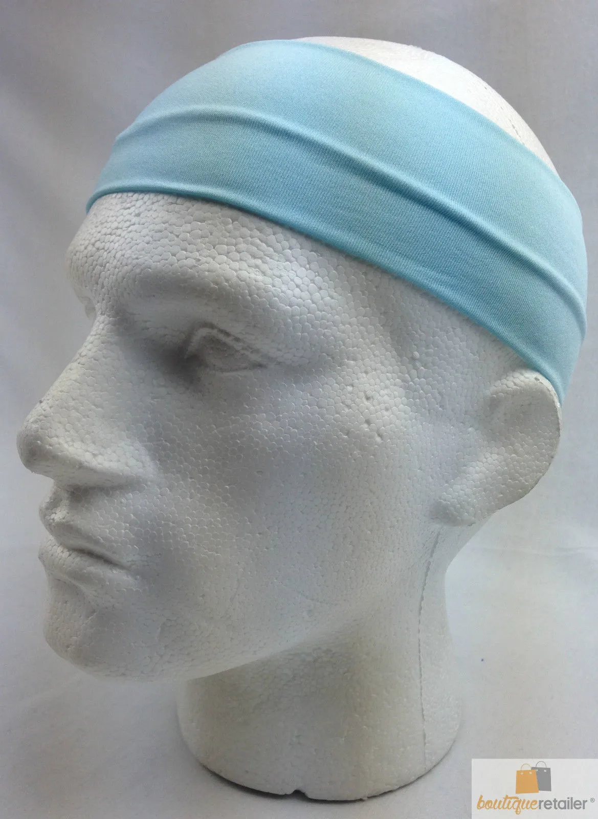 PLAIN HEADBAND Elastic Stretch Sports Yoga Hair Band Unisex 8cm Wide Wrap