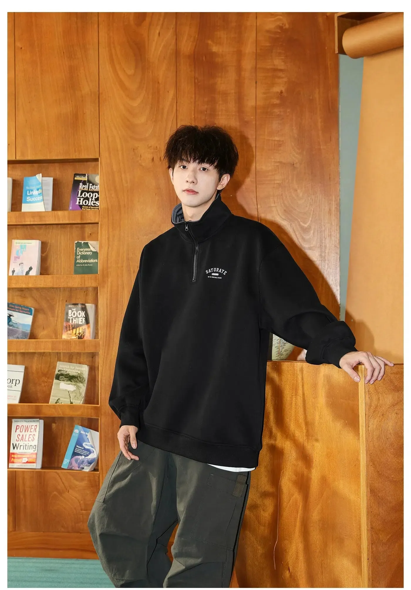 Polo Hoodie with Logo Accent