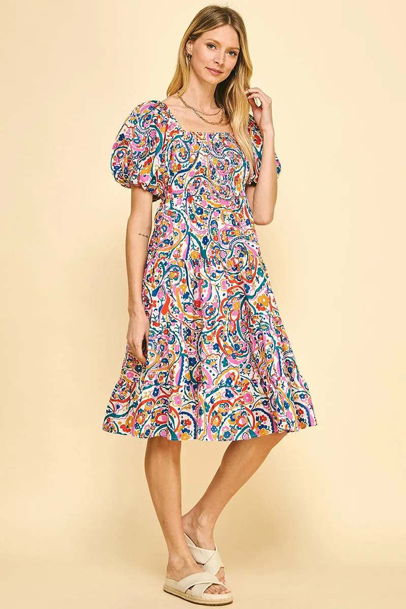 Puff Sleeve Midi Dress