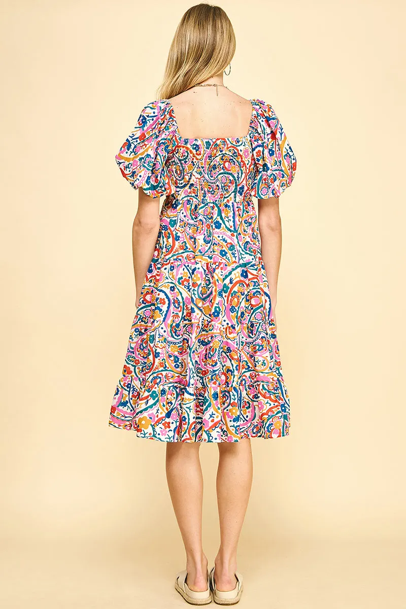 Puff Sleeve Midi Dress