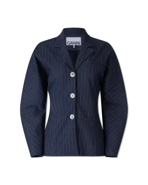 Puffy Sleeve Striped Blazer