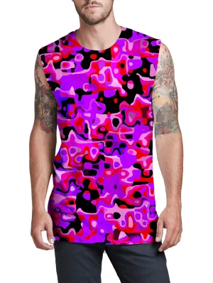 Purple Red and Black Rave Camo Melt Men's Muscle Tank