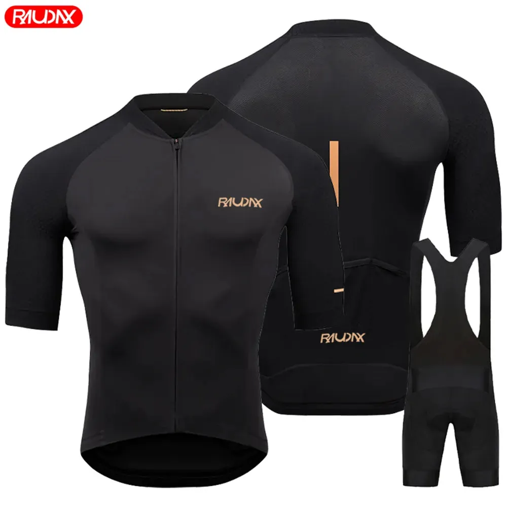 Raudax Team 2023 Men Summer Short Sleeve Cycling Jersey Set MTB Maillot Ropa Ciclismo Bicycle Wear Breathable Cycling Clothing