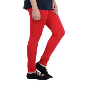 Red Plain Churidar Lycra Leggings