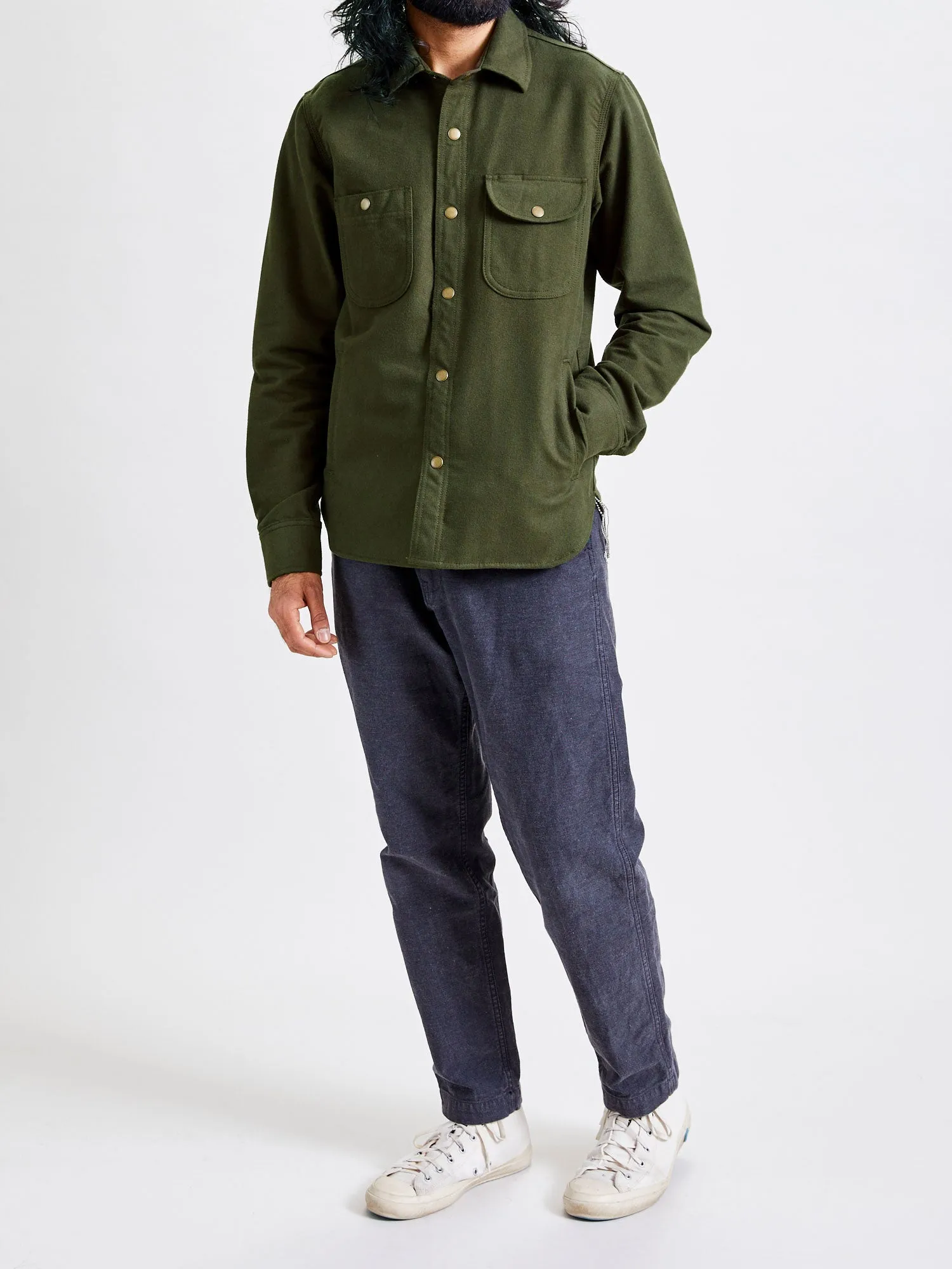 Service Shirt in Olive Flannel