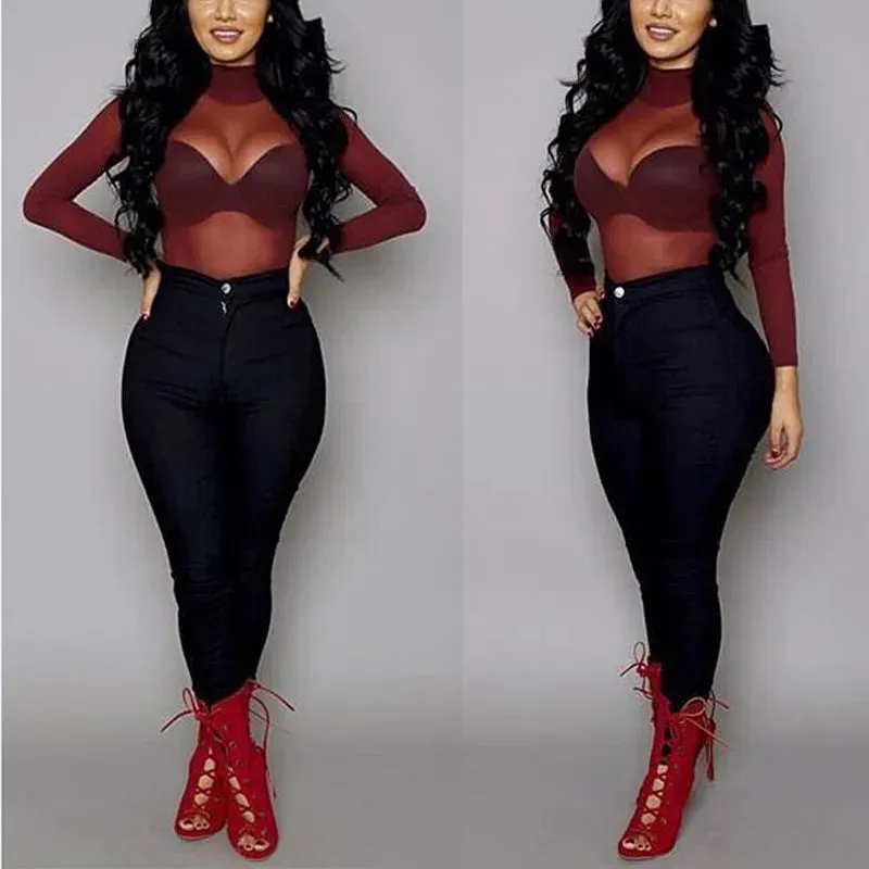Sexy Women T Shirt See Through Transparent Mesh Tops Long Sleeve Sheer T-Shirt