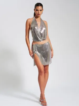 Shiema Silver Mesh Top