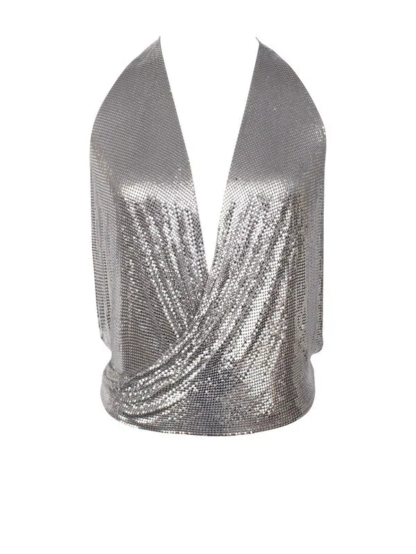 Shiema Silver Mesh Top