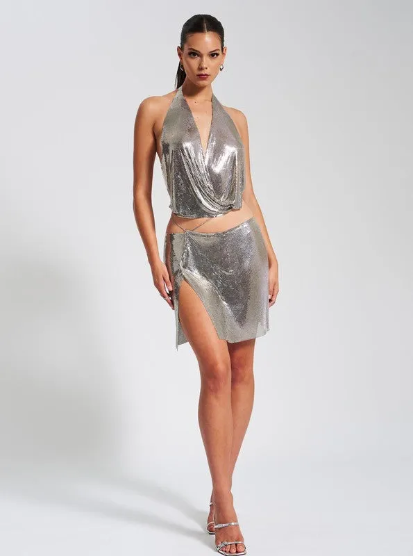 Shiema Silver Mesh Top