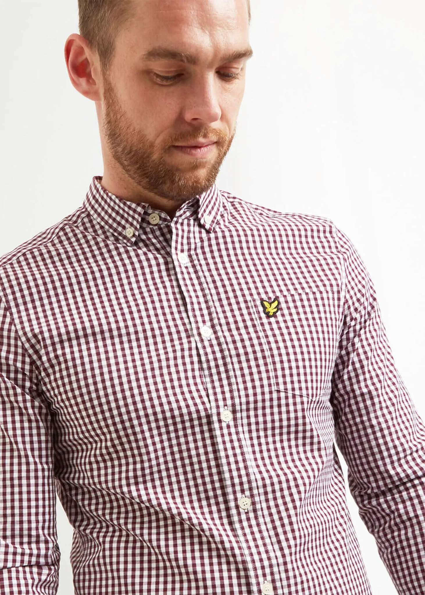 Slim fit gingham shirt - burgundy white