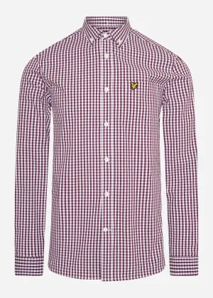Slim fit gingham shirt - burgundy white